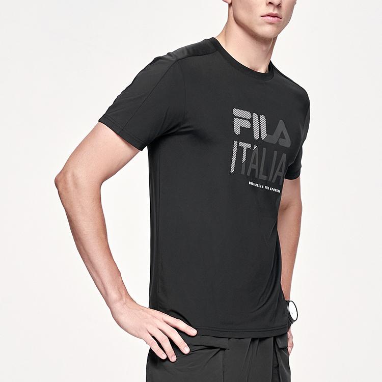 FILA Athletics Logo Print Pullover Round Neck Short Sleeve T-Shirt Men tops Deep-Black A11M121106F-BK