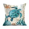 Přizpůsobitelný povlak na polštář s mořským životem: Povlak na polštář s designem želvy, mořského koníka, velryby a chobotnice.