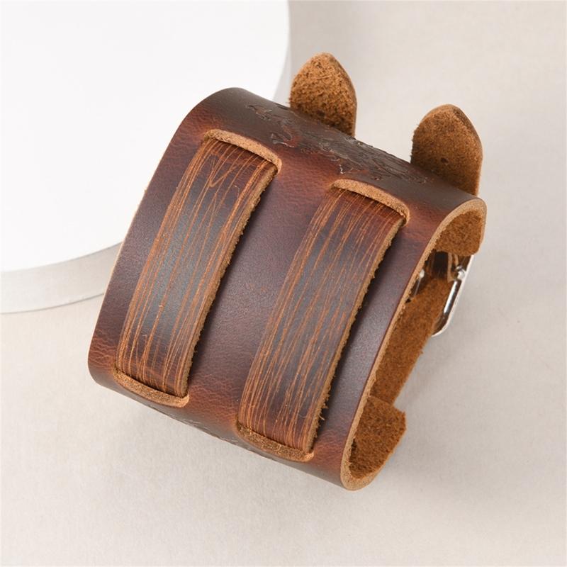 Wide PU Leather Cuff Bracelet Hip Hop Styles Unisex Adjustable Closure Fashion Accessory For Men And Women