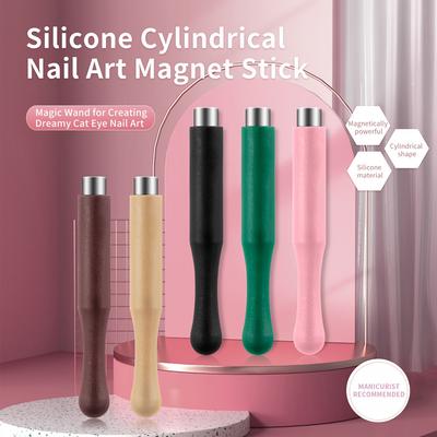 1PCS Strong Magnet Strip Cat Eye Magnetic For Nail Gel Polish Cylindrical Silicone Sleeve French Line Strips Magnetic Stick