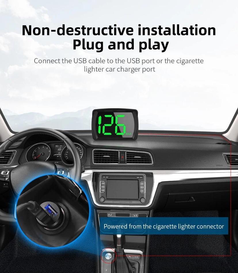 Y03 Car Universal HUD Head Up Display Digital Speedometer Projector Km/h Big Font Speed Meter Displayer Auto Electronic Part