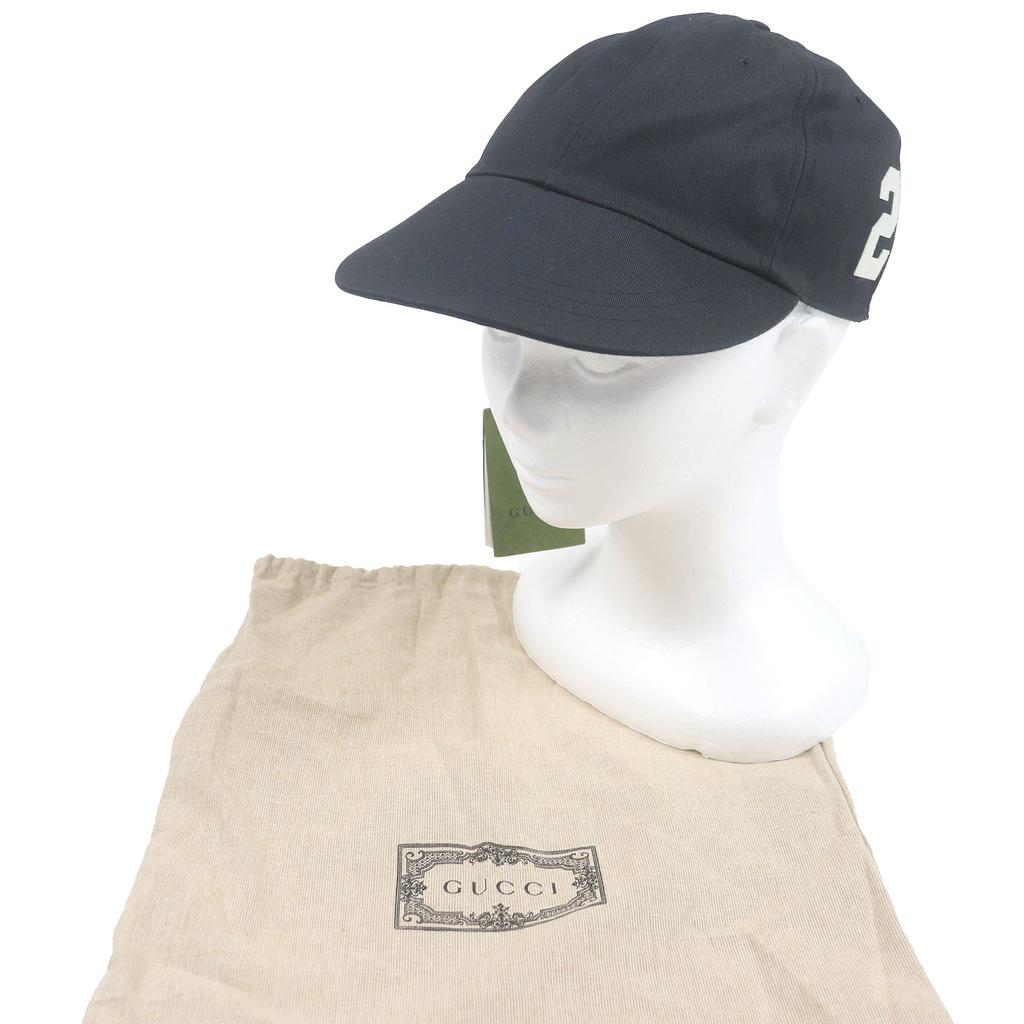 Pristine GUCCI Cap Logo Patch with Elastic Black Cotton Mens 751400 Used
