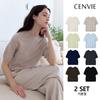 Senbi Bloom Holgarment Round Neck Short Sleeve Knit