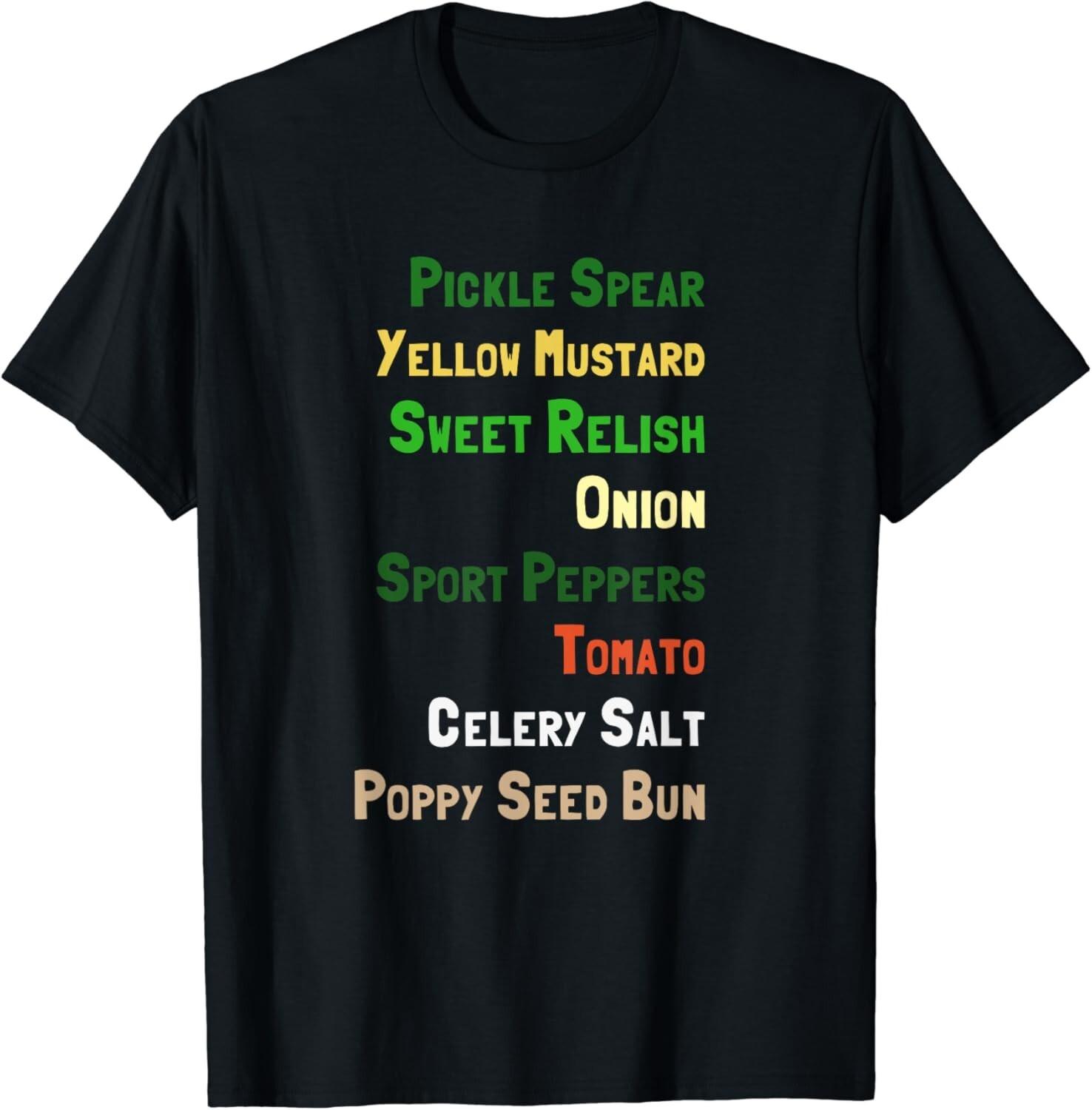

Chicago Hot Dog Ingredients Gift Unisex T-Shirt 5XL різнокольоровий