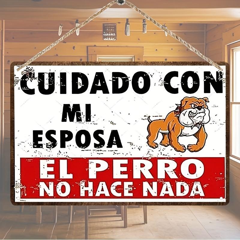 D Flat Metal Sign Funny Beware My Wife Bulldog Decor for Home Bar Garage Wall 20x30cm(7.8x11.8inch)