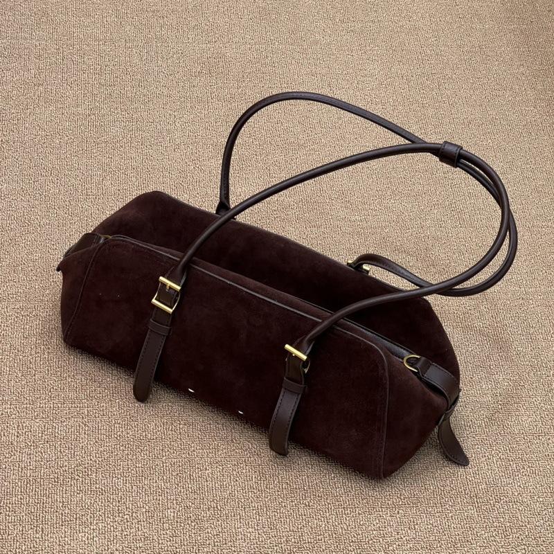 

Женская сумка из натуральной кожи, кожа с масляной восковой пропиткой, матовая кожа, горизонтальная сумка-багет Бостон, сумка подмышку 34x16x9.5cm