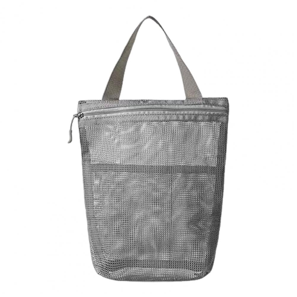 

Mesh Drain Toiletry Pouch Travel Toiletry Bag Capacity Mesh Cosmetic Bag with Zipper Closure Handle for Beach Shower Toilet сірий