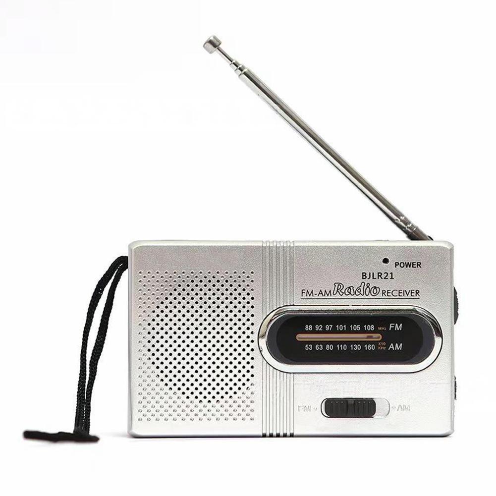 

1/2Pcs KK218/BJLR21 AM FM Radio Telescopic Antenna Mini Vintage Radio Battery Powered Emergency Weather Broadcast for Seniors серебряный