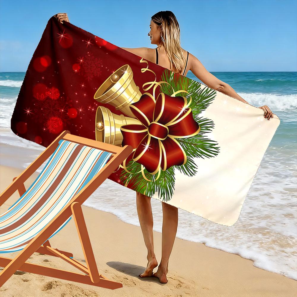 Christmas Bells with Red Bow A must-have beach towel for beach travel