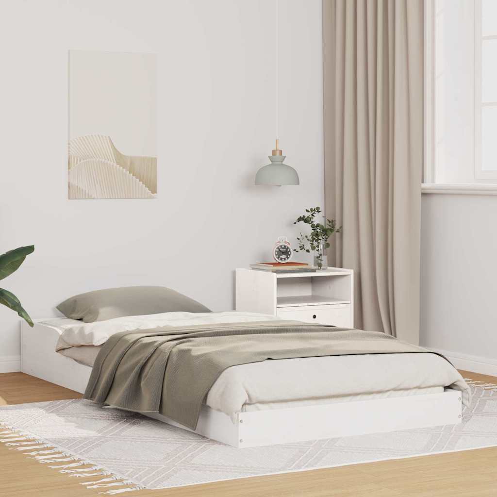 Bed Frame White 100 x 220 cm Solid Pine Wood