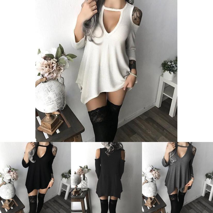 Elegant Summer Women Casual Solid Bare-shoulder Irregular Deep-v Dress In Multiple Colors