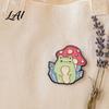 Enamel Safety Pin Brooch Pin Frog Mushroom Design Lapel Glaze Bright Color Badge Cartoon with Standard Versatile for Clothing Bags Hats Shoes