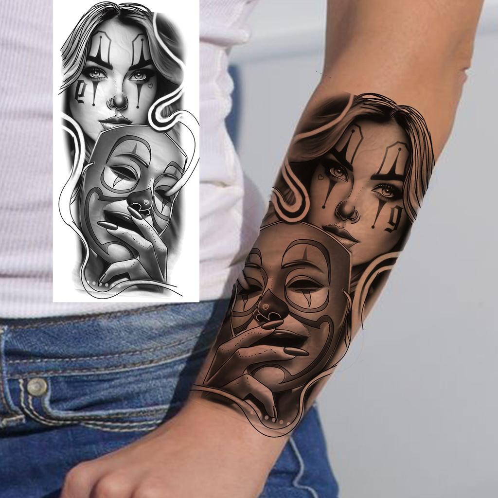 1 Sheet Full Arm Robber Gangster Temporary Tattoos For Men Women Waterproof  Tatoo Sleeve Realistic Bad Guy Fake Tattoos Sticker