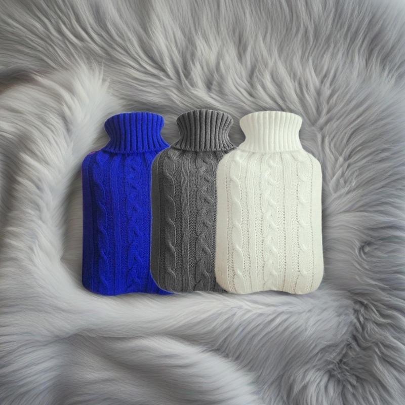 1pc Cozy Waffle Knit Fabric Hot Water Bottle Cover, Decorative Knitted Sleeve for Standard Hot Water Bottles