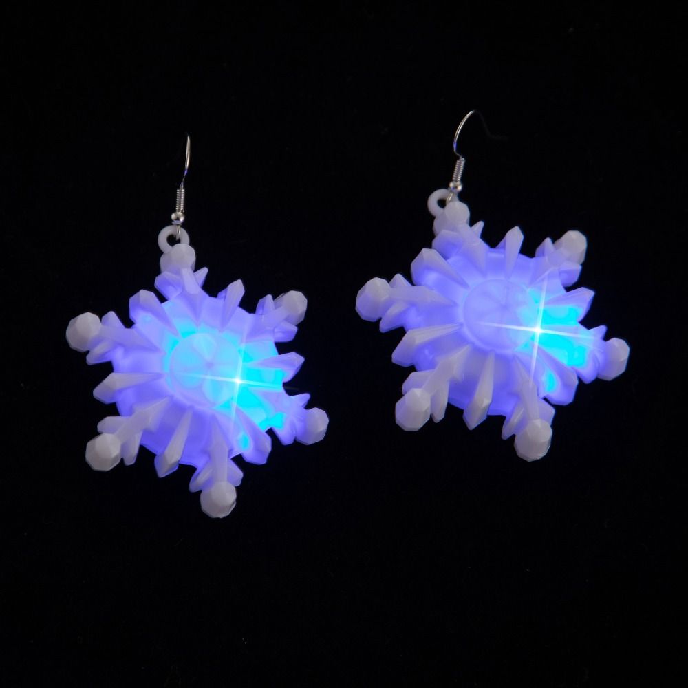 Santa Claus Xmas Dangle Ear Clips Electric Luminous Christmas Pendant LED Drop Earrings  Girls