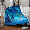 1Pc Snowman Magical Winter Aurora Flannel Fleece Blanket Soft Warm Throw Blanket For Sofa Bed Couch Home Decor Travel Nap Blanket Xmas Gift Q1691