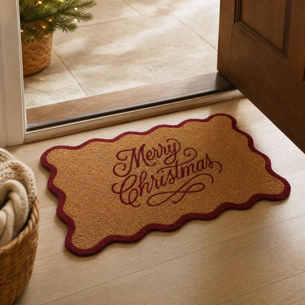 Seasonal Christmas Door for Holiday Entryway Front Door and Home Floor Decor
