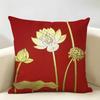 Simpl Pretty Golden Lotus Cushion Cover Durable Hypoallergenic Organic Linen Pillow Cover Short Size Washable Skin-Friendly