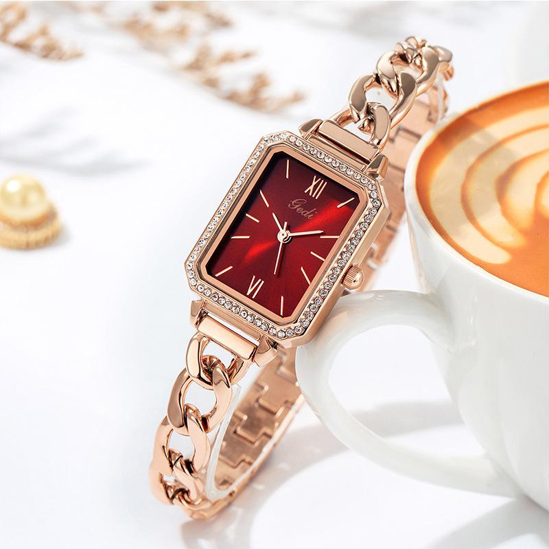 

Luxury Rhinestone Denim Belt Bracelet Watch Women S Niche Temperament Steel Belt Square Quartz Waterproof Watch