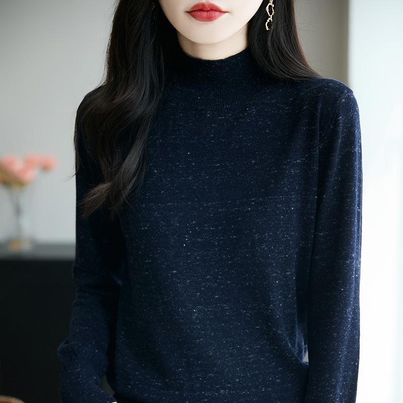 Soft and Soft Base Knitted Sweater for Autumn and Winter New Semi-high Neck Loose Inner Layer Sweater for Women