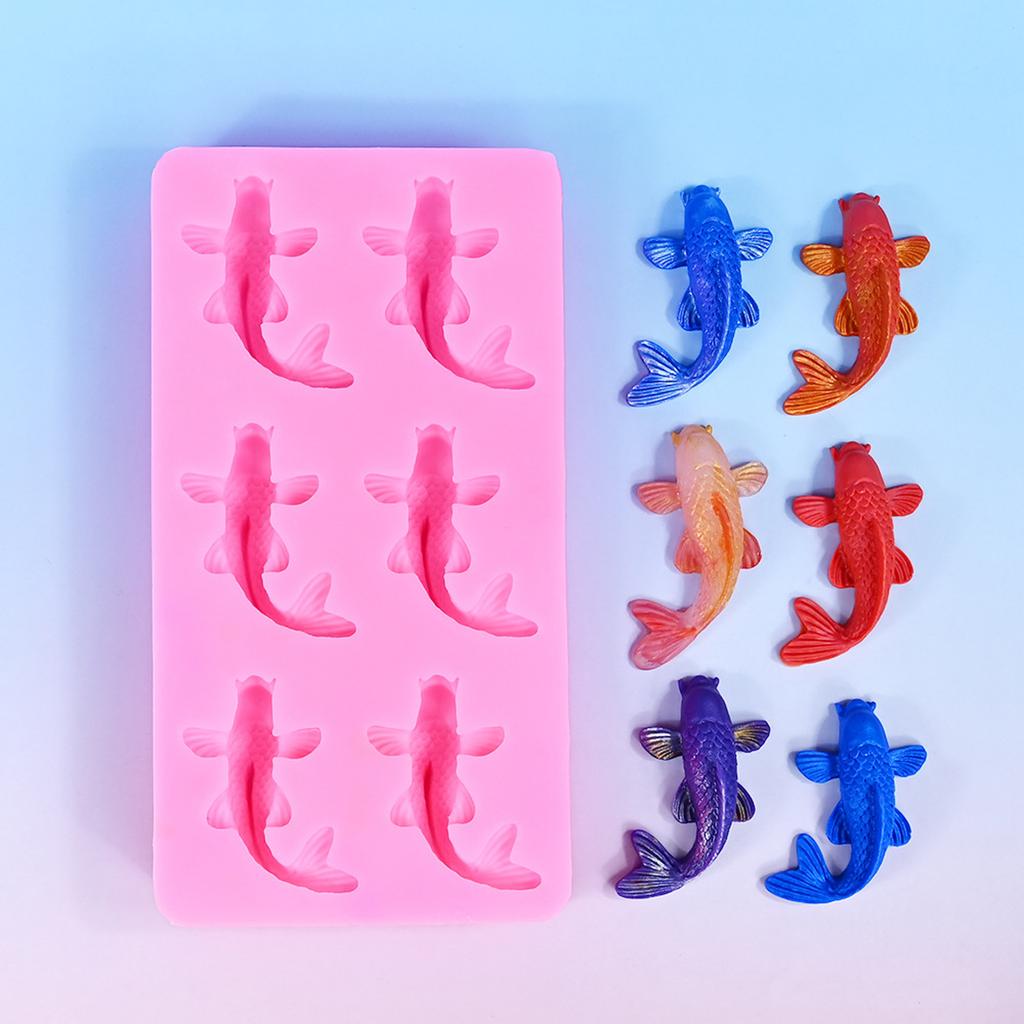 Creative 6 Cavity Fish Design Silicone Molds Kitchen Baking Tool Suitable For DIY Dessert Candies And Cake Toppings