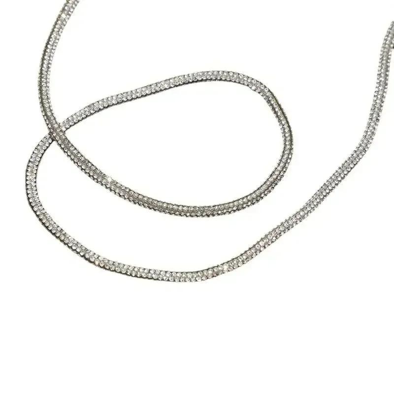 Silver Rhinestone Cotton Cord 1/5/10/20/30/50 Yards Shimmering Thick Crystal Rope for Diy Bag Shoe and Garment Decoration