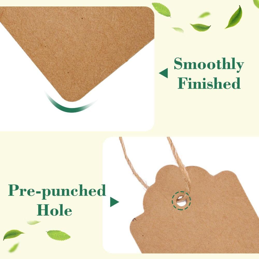 100Pcs Handmade Packaging Label with String Kraft Paper Hang Tags Holiday Decorations