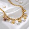 Accessories New European and American Stainless Steel Bow Love Turtle Conch Pendant Necklace Pearl Clavicle Chain