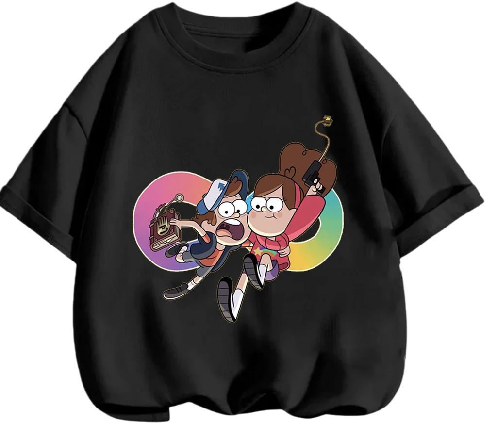 Lovely Cartoon Gravity Falls T Shirt Casual Street Leisure Tops Summer Daily Wear For Little Boys And Girls Kids