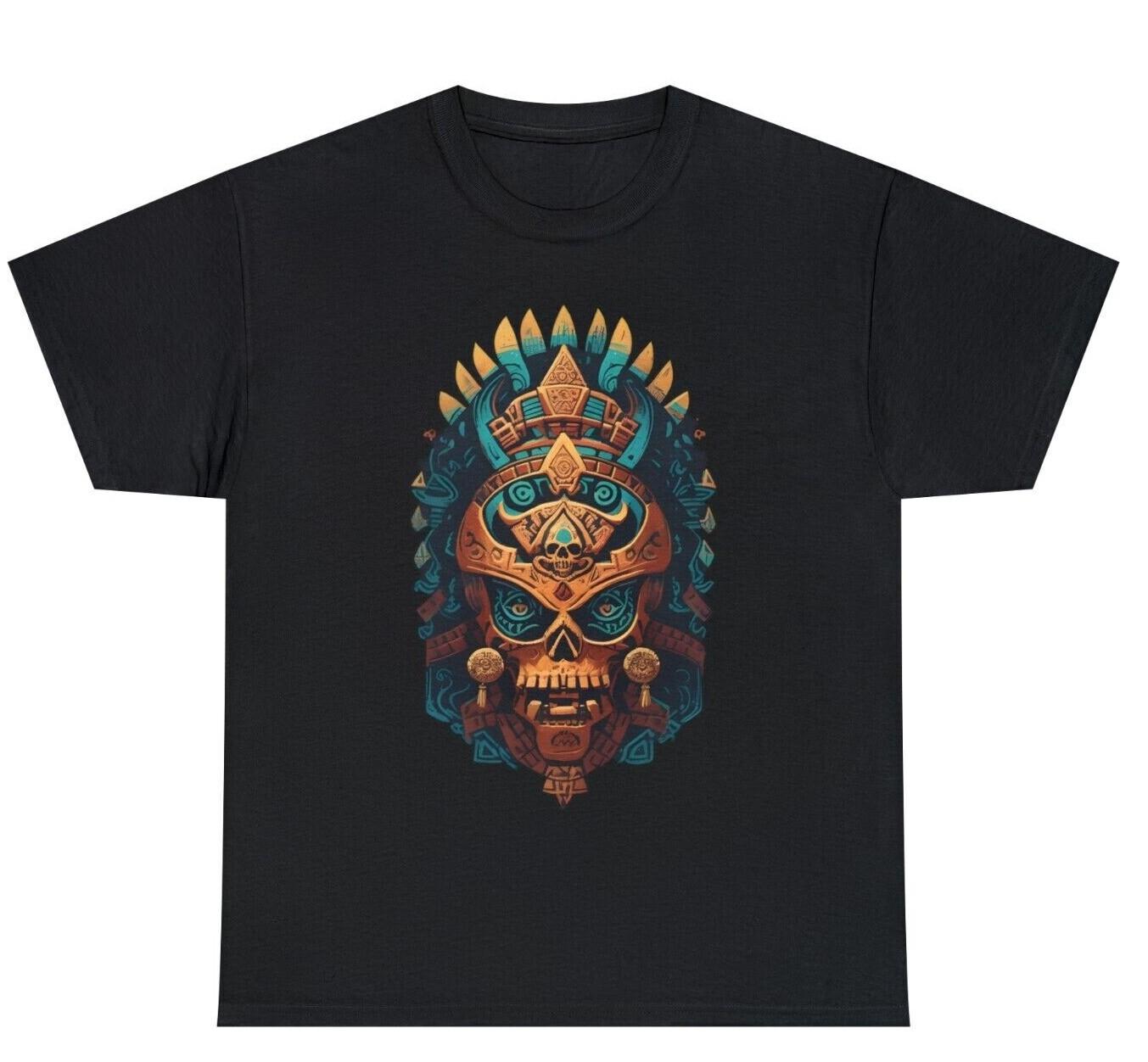 Mayan Skull Mask Warrior Ancient Mexican Civilization King Unisex Cotton T-shirt S