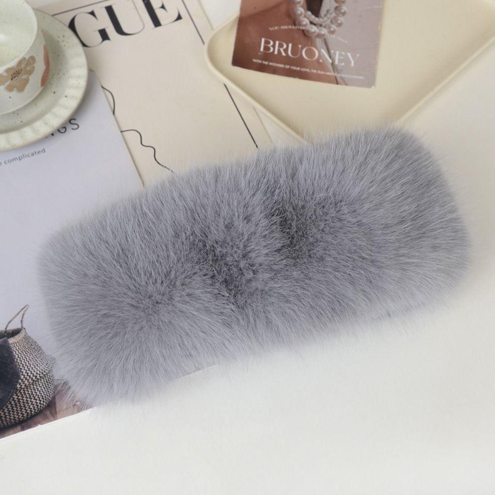Coldproof Lady Warm Empty Hat Soft Fluffy Elastic Hair Bands Plush Faux Fur Headband  Cold Weather