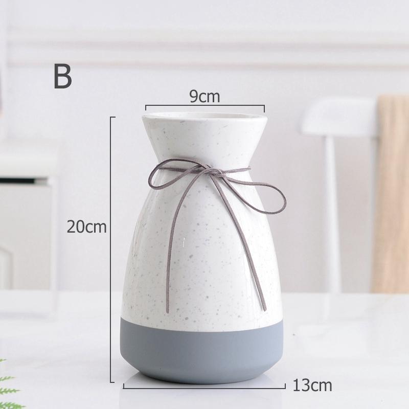 1pc Multicolor Ceramic Vase with Rope Design White Grey Flower Vase Home Decoration Flower Container Pot