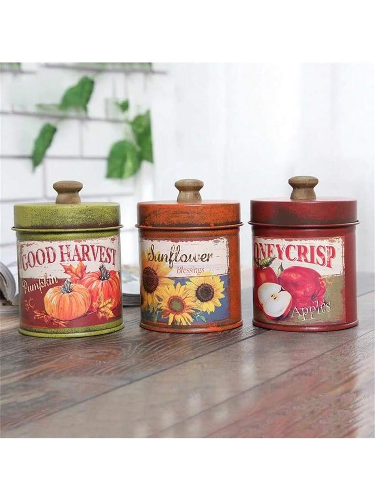 1pcs Creative Retro Vintage Storage with Lid Iron Bucket Bar Display Ornaments Creative Photography Iron Props, Storage Jars,