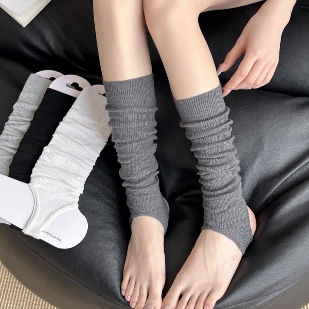 New Fashion Solid Color Knitted Leg Warmers Breathable Plain Mid-Calf Socks Harajuku Crew Socks Dance