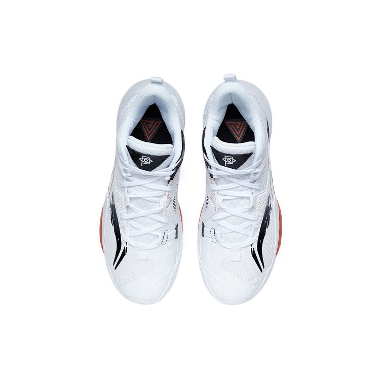 Li-Ning Air Strike 8 Shock Absorption Anti-Slip Wear-Resistant Mid-Top Basketball Shoes Men Sneakers White Black ABPR035-4
