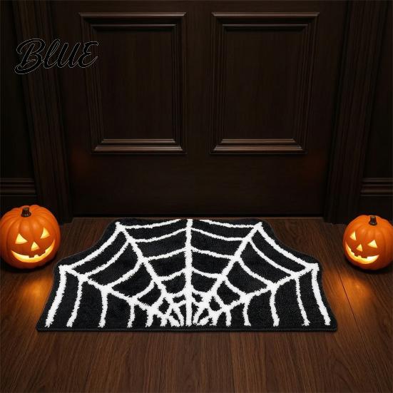 Fade Resistant Floor Bathroom Rug Web Mat Bath Carpet Spider Halloween Gothic Non-slip Mat Black Bat Rug for Home