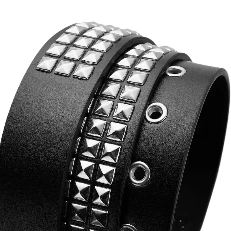 Heavy Metal Rivet Punk Belt - Y2K Industrial Gothic Belt with Studded Design for Jeans & Nightclub, Unisex Rock Style Accessory