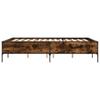 Bed Frame in Smoked Oak 135 x 190 cm Made of Wood Based Panel and Metal