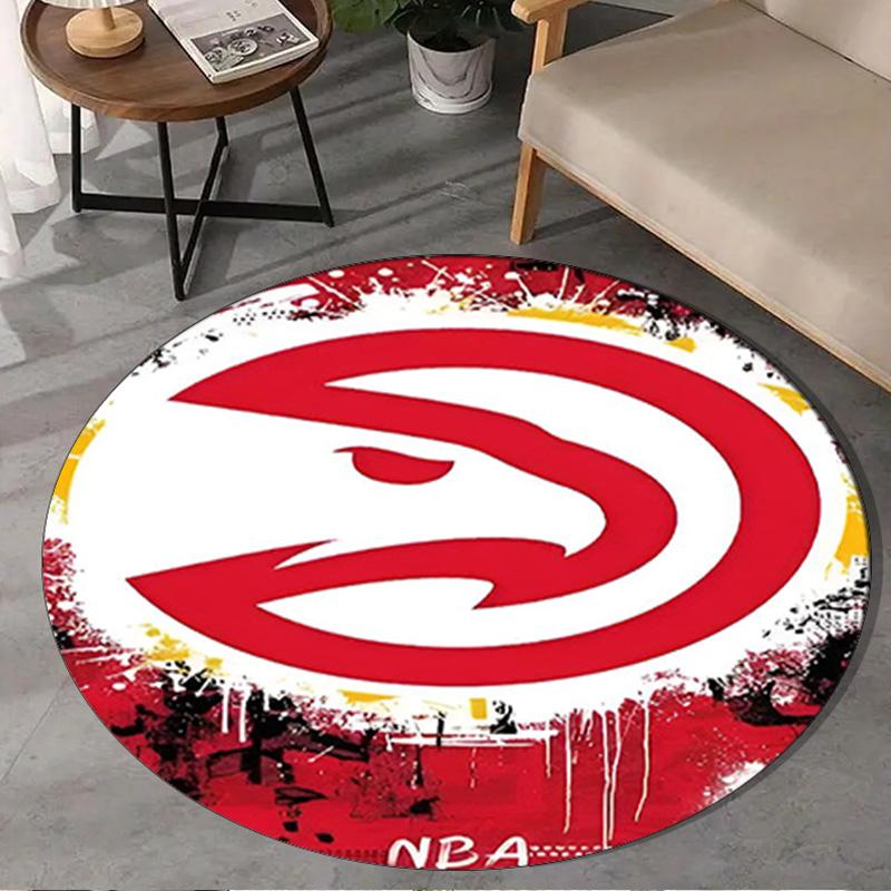 1PC Atlanta Basketball Round Rug, Non-slip Chair Mat, Home Decor, Circle Carpet Perfect for Office, Bedroom, Living Room,Christmas gift