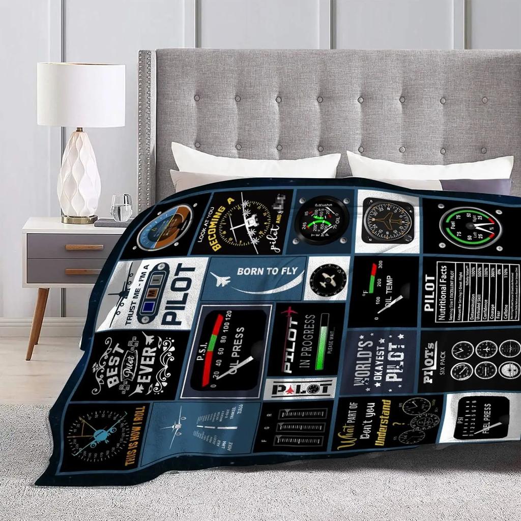 Pilot Gifts, Aviation Gifts, Pilot Aviation Blankets, Pilot Gifts, Aviation Pilot Instrument Gifts Blankets, Super Soft Blankets