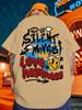 new Unisexs summer smiley face letter graffiti print micro elastic breathable round neck Tshirt outdoor urban casual top
