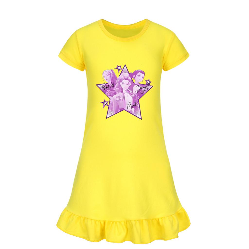 5168 Kids Girls Mira Zoey Rumi Printed Ruffle Short Sleeves Casual Dress