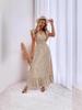 2026 European & American Women's Spring/Summer V-Neck Waist-Cinching Ruffle Long Dress