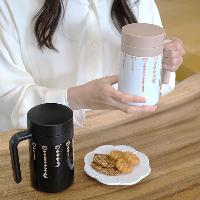 National Museum of Korea Gold Belt Inlay Tumbler (Black/White) – 420ml
