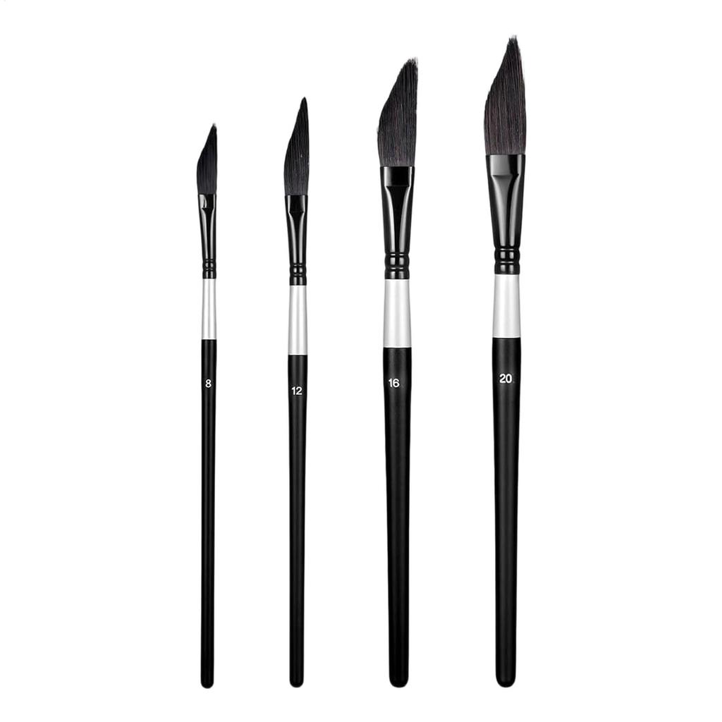 Painting Brushes 4-Pieces Fine-Pointed Drawing Art Tool Artist Paintbrushes For Acrylic For Oil Watercolor Canvases Rock Body