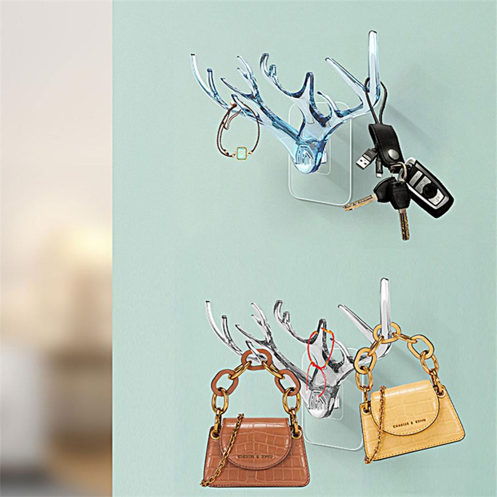 Self Adhesive Wall Hook Without Drilling Coat Bag Bathroom Door Kitchen Towel Hanger Deer Head Hook Storage Accessories