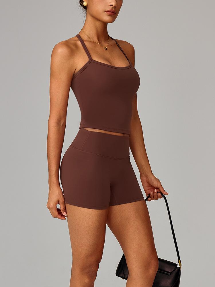 Women's European & American Yoga Set: Quick-Dry Fitness Shorts & Vest for Outdoor Running