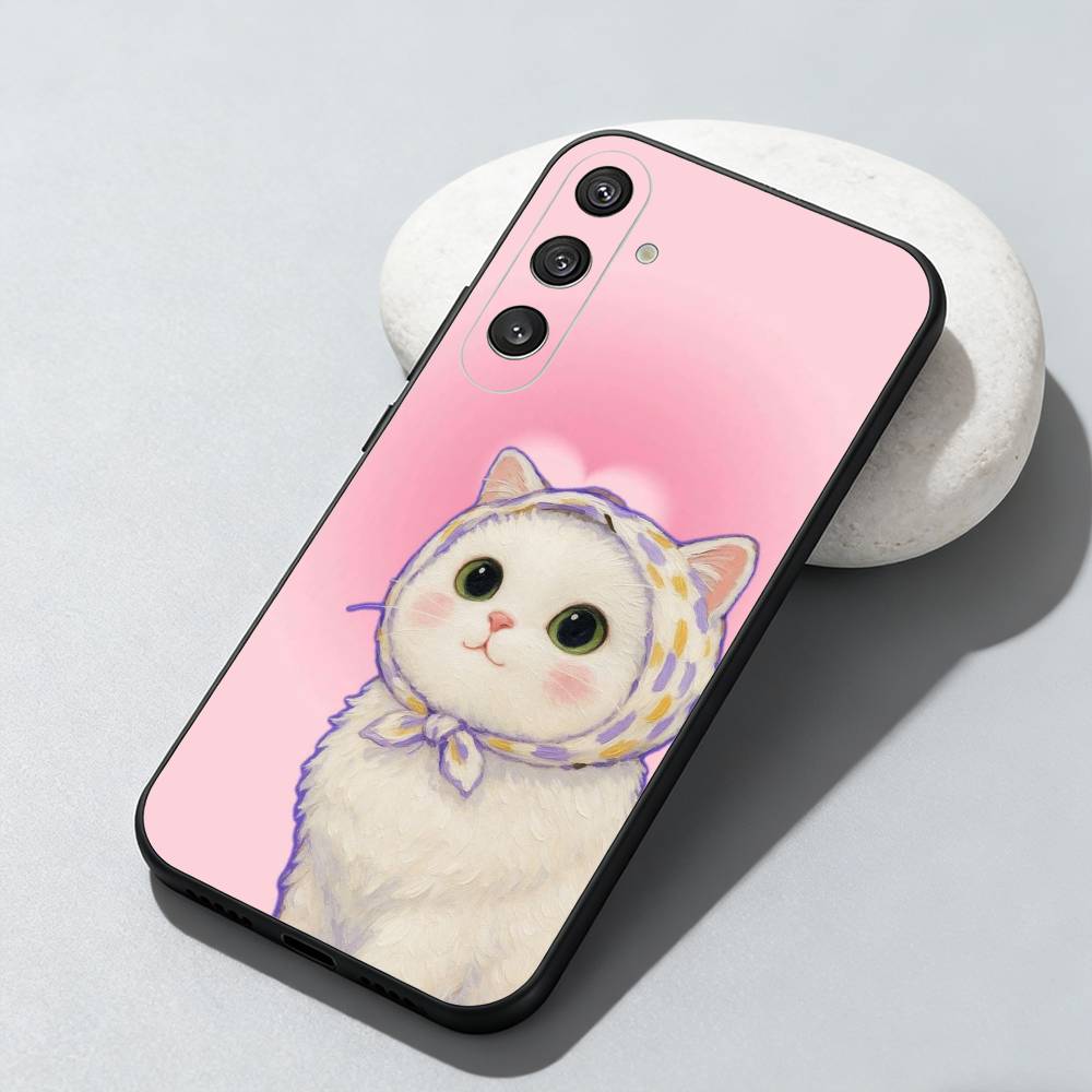 cute cat Phone Case For Samsung Galaxy A73,A72,A71,A70,A52,A51 Others Soft Black Cover