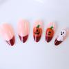 Hot-selling manicure small fresh and cute Halloween French pumpkin ghost long almond wear armor