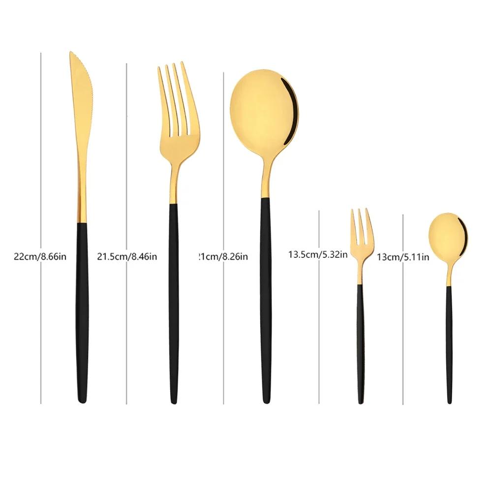 Black Gold 11Pcs Dinnerware Set Stainless Steel Dinner Knife Fruit Fork Spoon Cutlery Set Kitchen Tableware Flatware Set